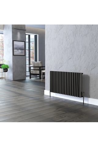 Lojimax Alüminyum Dekoratif Radyatör Albite 600x600mm 11 Dilim Dokulu Siyah 1331 W Yüksek Isıl Güç