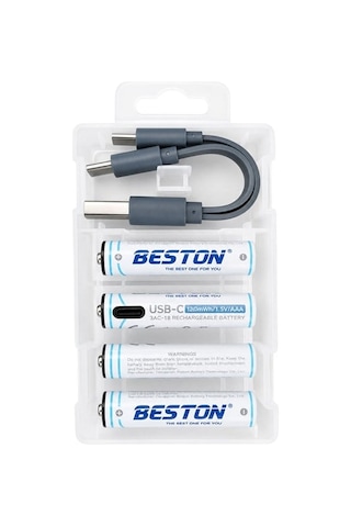 Beston 3ac-18 Aaa 1.5v 660mwh Type-c Şarj Edilebilir 4'lü Li-ıon Lityum İnce Pil Seti