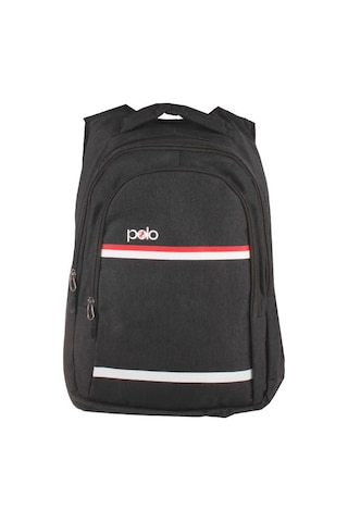 Temel My Polo Sırt Çantası Kırmızı Beyaz Çizgili Füme 8860 Füme