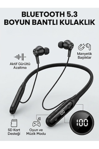 Ekranlı Ve Sd Kart Destekli Bluetooth 5.3 Boyun Bantlı Kulaklık