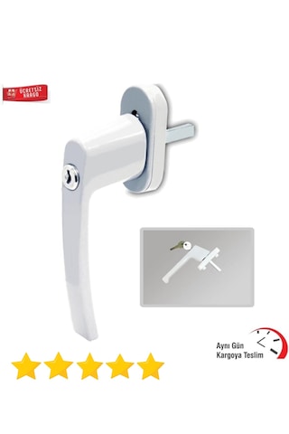 KALİTE- Pvc Pimapen Kapı Pencere Kilitli Alüminyum Kol Beyaz (2 L