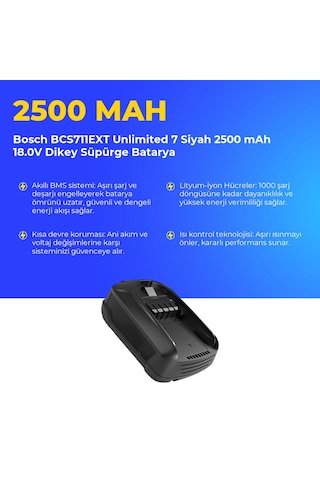Bosch Bcs711ext Unlimited 7 Siyah 2500 Mah 18.0v Dikey Süpürge Batarya