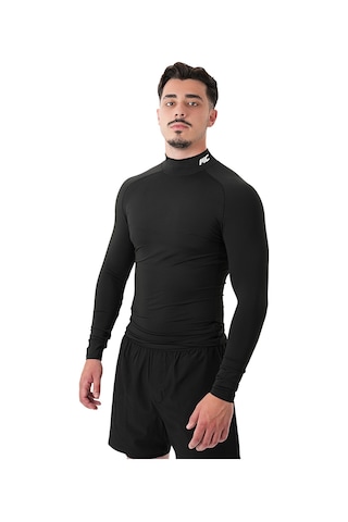 Musclecloth Tech Mock Uzun Kollu T-shirt Siyah Siyah