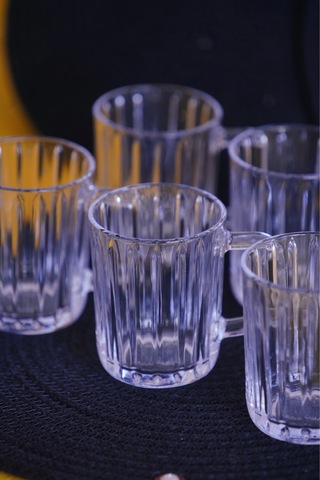 Panayır Home Blinkmax Kulplu Şeffaf 6'lı Fincan Bardak Gls-209 Şeffaf