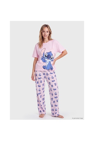 Lcw Young Pembe Stitch Baskılı Kadın Pijama Takım