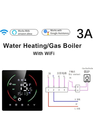 Lemestar East2-3a Siyah Wifi Akıllı Termostat: Su Isıtıcı/kazan Kontrolü, Uzaktan Kumanda, Nem Ve Hava Durumu Gösterimi, Çocuk Kilidi
