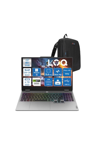 Lenovo LOQ 15IRX10 83JE00KKTRH46 i7-13700HX 128 GB 4 TB SSD RTX5050 15.6" W11H Dizüstü Bilgisayar + Zetta Çanta