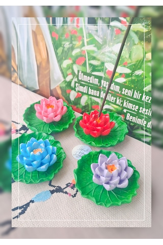 El Yapımı Lotus Çiçeği Tütsülük Nilüfer Yapraklı Dekoratif Çubuk Tütsü Lüğü