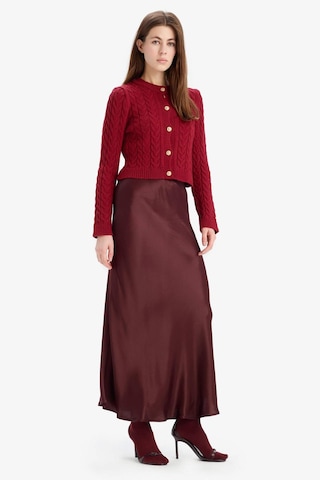 DeFacto A Kesim Normal Bel Saten Midi Etek B1867AX25SPBR234 Bordo