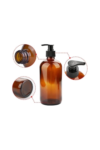 4 Adet 500 Ml Sıvı Pompalı Amber Kahverengi Cam Şişe