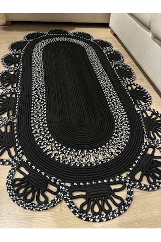 Matrix Jüt Kilim, Paspas, Mutfak Halısı, Banyo Paspası, Kilim, Halı, Oturma Odası Halısı Siyah - Beyaz