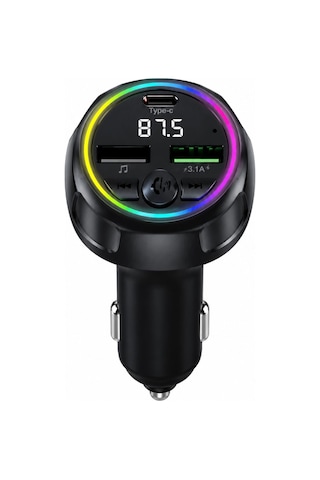 Araç Fm Vericisi Bluetooth 5.0 Hızlı Şarj Type-c Ve Çift Usb 48w Çıkış