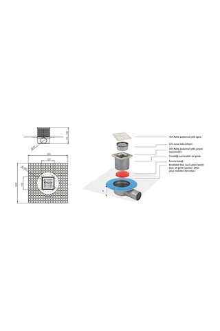 Sukar Yalıtım Uyumlu Çelik Çerçeveli Yer Süzgeci 15X15 Cm 70 Yan
