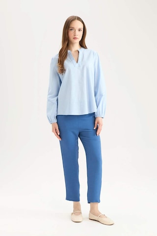 Defacto Regular Fit Bisiklet Yaka Flamlı Pamuk Uzun Kollu Bluz D8809ax25spbe745 Mavi