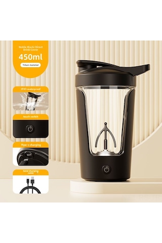 Reedark 450ml Siyah Şarjlı Otomatik Karıştırıcı Bardak - Elektrikli Kahve/süt/soja Çay Hazırlama, Taşınabilir, Sağlıklı Pp Malzeme Diğer