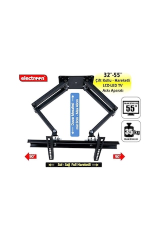 Electroon 32'' 55'' Çift Kollu Hareketli Lcd Led Tv Askı Aparatı