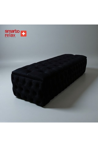 Smarto Relax Swiss Style Saas-fee Sandıklı Baby Face Puf, Kapitoneli Sandıklı, 100x45x45 Cm, Babyface Kaplama Dekoratif Puf Siyah