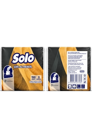 Solo Çek-al Mendil 2 Adet 150'li 3 Katlı Yumuşak Mendil