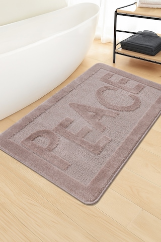 Doğal Kaymaz Taban Banyo Paspas Uzun Ömürlü Yumuşak Dokulu Su Emici Yıkanabilir Peace 60x100 Vizon