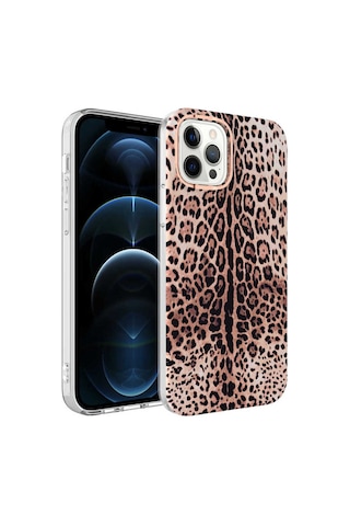 Apple Uyumlu iPhone 12 Pro Kılıf Zore Bella Kapak Leopar