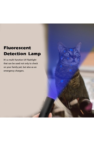 Yifomall 365nm Mor Işıklı Uv Feneri, Kedi Mantarı Ve Floresan Tespiti, Usb Şarjlı, 5 Modlu El Feneri, Siyah