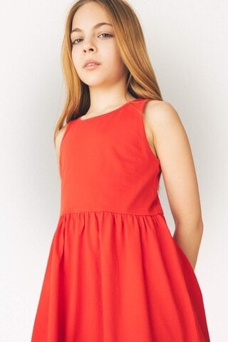 DeFacto Kız Çocuk Bisiklet Yaka Basic Düz Kolsuz Yazlık Elbise B4336A825SMRD51