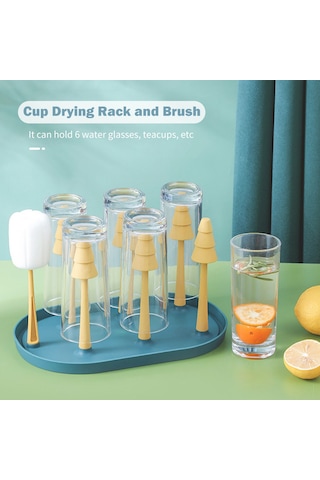 Kupa Kurutma Rafı Ve Fırça Şişe Kurutma Tutacağı Cam Tutucu Raf Kupa Tutucu Şişe Kurutma Tutacağı Kupa Depolama Rafı Mavi