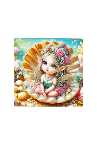 5d Elmas Taş İşleme Kiti Tablo 20x20 Cm Bebek Elf Desenli Diamond Painting