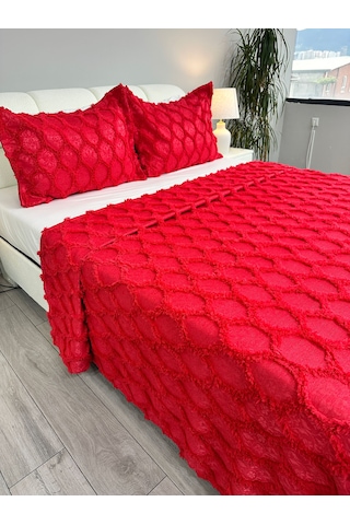 Petek Model Çift Kişilik Yatak Örtüsü Nar Çiçeği