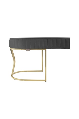 Viego Gold Striped- Gri Kapitoneli Chester Model Puf & Bench & Koltuk & Uzun Makyaj Puff & Yatak Ucu &önü