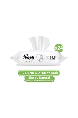 Sleepy Natural Yenidoğan Islak Bebek Bakım Havlusu 24 x 90'lı 2160 Yaprak