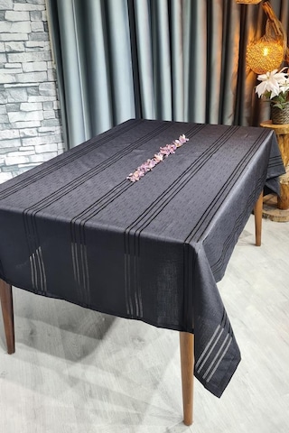 Çeyiz Diyarı Corvver Dertsiz Masa Örtüsü 155x220 Siyah Siyah