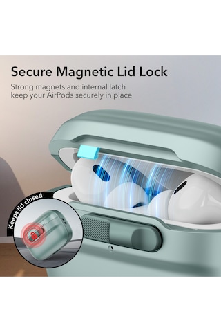 Apple AirPods Uyumlu Pro/pro 2 Halolock Magsafe Pulse Flicklock Kılıf Yeşil Yeşil