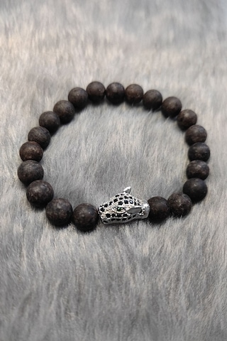 Lastikli Doğal Kahverengi Jasper Taşlı Erkek Bileklik Ey39 Kahverengi
