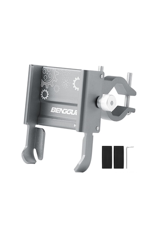 Mufunye Alüminyum Bisiklet Telefon Tutucu, Moto-scooter Uyumlu, 360 Döner, Navigasyon İçin, Titanyum Rengi Gri