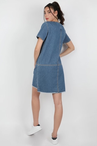 Kadın Kot Elbise Açık Mavi Çok Renkli