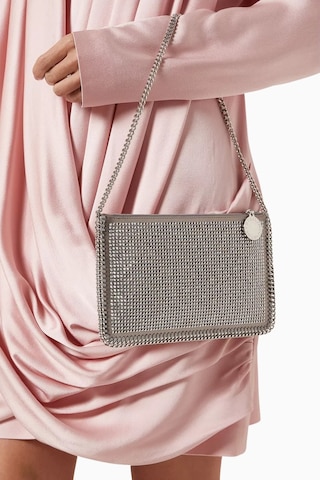 Stella Mccartney Hotfix Taşlı Vegan Falabella Pochette, Zincir Detaylı Omuz Çantası Gümüş