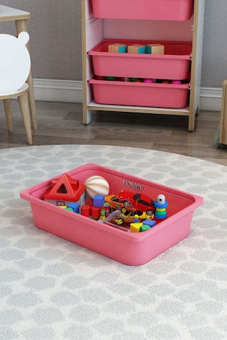 Montessori Oyuncak Dolabı Kutusu Saklama Kutusu Çocuklar İçin Aktivite Kutusu 6 Adet Pembe Pembe