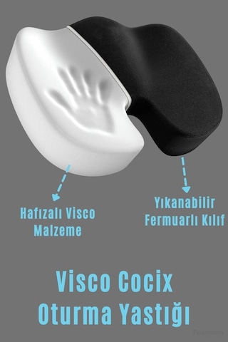 Visko Cocix Minder Oturma Minderi Basur Minderi Ortopedik Oturma Minderi Simidi Yastığı Beyaz