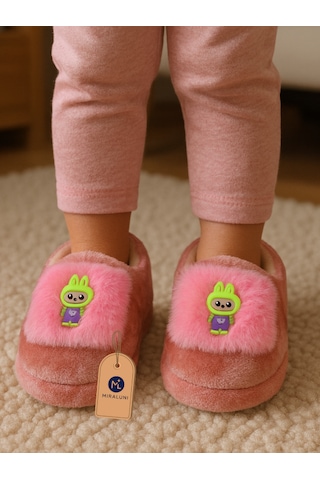 Miraluni Peluş Bebek Panduf Ve Ev Botu Yumuşak Tabanlı, Sıcak Tutarlı, Kaymaz Ev İçi Kışlık Patik Pudra Pembe