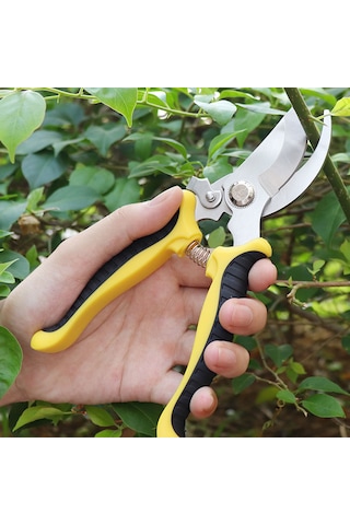 Qingmipy Bahçe Budama Makası Sk-5 Çelik Bıçaklı Ergonomik Silikon Kollü Ayarlanabilir Genişlikli Zirve Kesim Gücü 7.5 İnç Kırmızı-gri