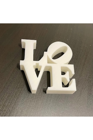 Love Yazılı Dekoratif Biblo Ve Masaüstü Ev Ofis Süs Eşyası Beyaz