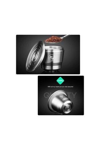 Yuntech01 304 Çelik Kahve Kapsülü Seti - Nespresso Uyumlu Yuvarlak Delik + Kaşık + Fırça + Toz Basma Çemberi Diğer