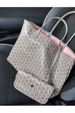 Çanta Büyük Kapasiteli El Çantası Mumya Çantası Cüzdan Hediye Kadın Gri-pembe L Diğer