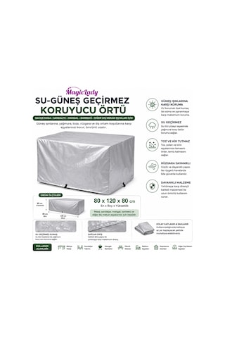 Su Ve Güneş Geçirmez Koruyucu Örtü 80x120x80 Cm Bahçe Masa Sandalye Mangal Barbekü Koruma Kılıfı Diğer