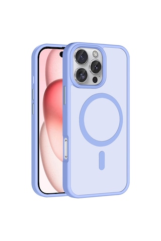 Apple Uyumlu iPhone 16 Pro Max Kılıf M-safe Şarj Özellikli Mat Arka Yüzey Zore Sio Kapak Lila
