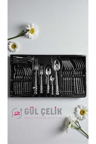 30 Parça 6 Kişilik Çatal Kaşık Takımı Kalpli Model Kutulu Ürün Paslanmaz Çelik