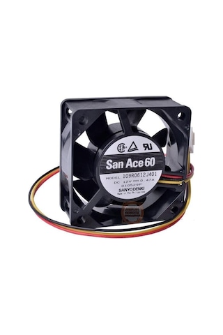 Sanyo Denki San Ace60 60x60x25mm 12v 0.47a Çift Bilyalı Fan-109r0612j401 3 Kablo Kare Fan