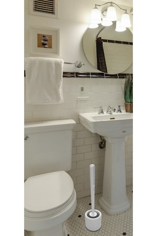 Antibakteriyel Silikon Uçlu Tuvalet Fırçası Seti - Tuvalet Ve Klozet Temizleme Fırçası Beyaz Renk Beyaz