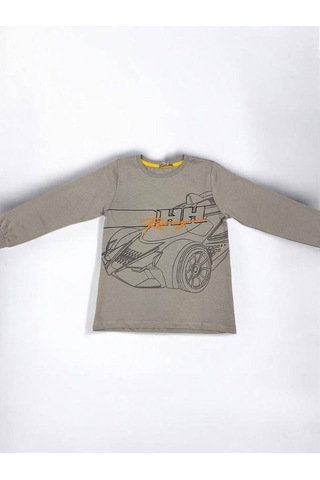 Erkek Çocuk Racing Sweatshirt-14666 Gri